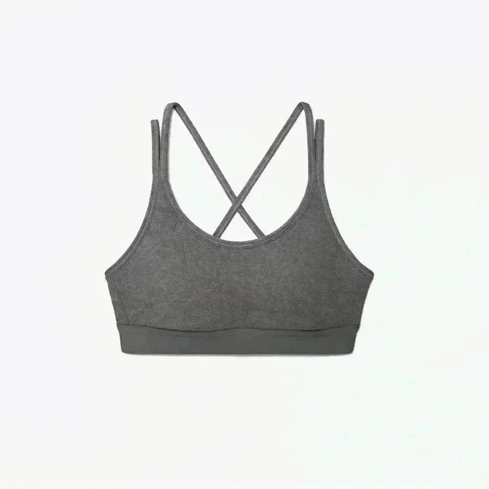 Tory Burch Compression Cross-Back Bra, Grey, XS